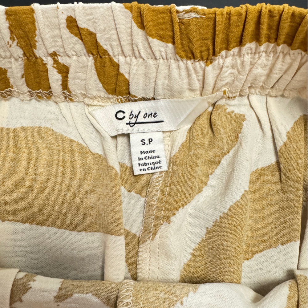 C by One Wide-Leg Animal Print Culotte Crop Pants‎ Cream Brown Tiger Small - Picture 5 of 13